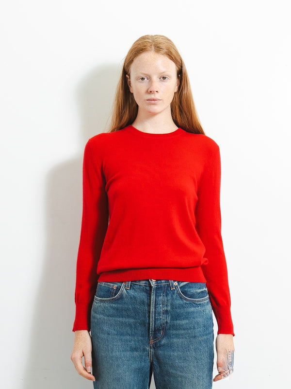 pure cashmere nyc Classic Crew Neck Sweater_Chili Red