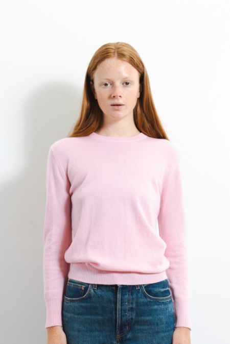 pure cashmere nyc Classic Crew Neck Sweater_Pink Blush
