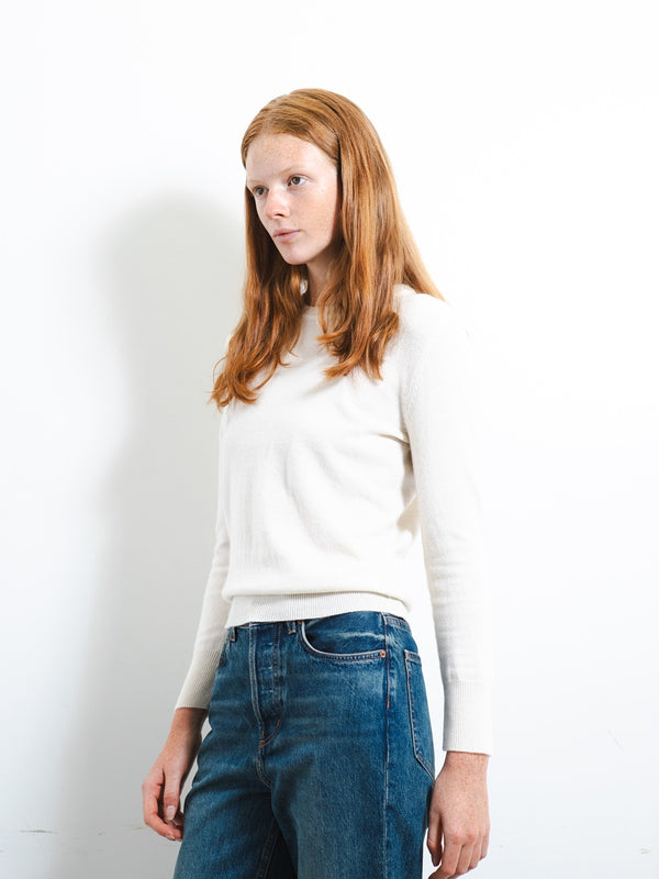 pure cashmere nyc Classic Crew Neck Sweater_Vintage White