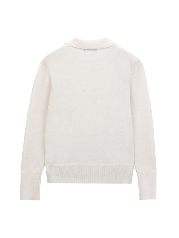 Pure Cashmere Nyc Classic Polo Sweater_Vintage White