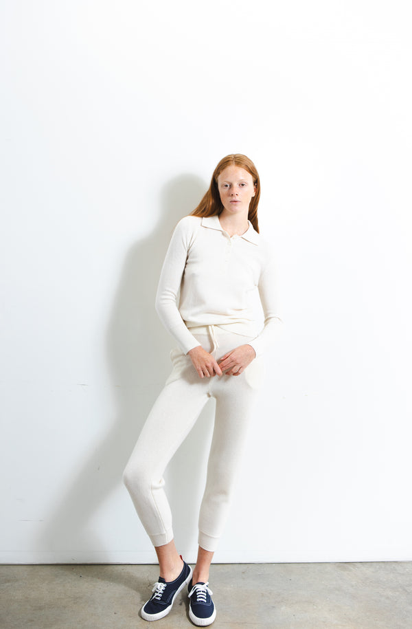Pure Cashmere Nyc Classic Polo Sweater_Vintage White