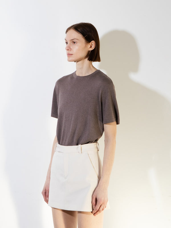 pure cashmere nyc Lightweight Shortsleeve T-shirt_Brown