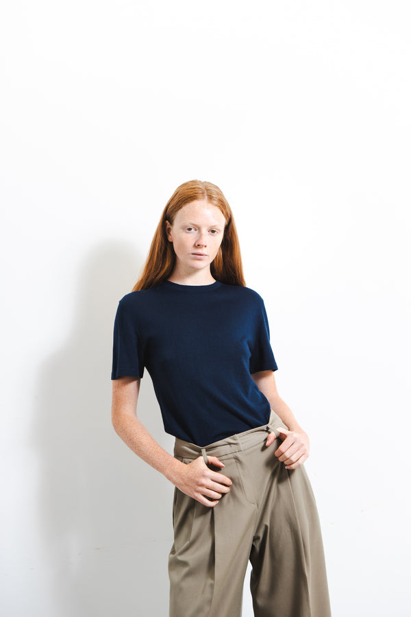 Pure Cashmere Nyc Lightweight Shortsleeve T-shirt_Navy
