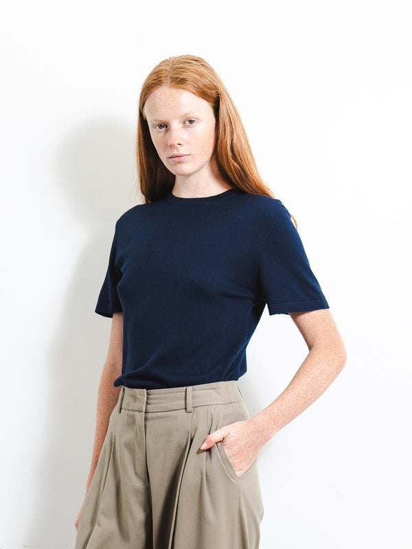 pure cashmere nyc Lightweight Shortsleeve T-shirt_Navy