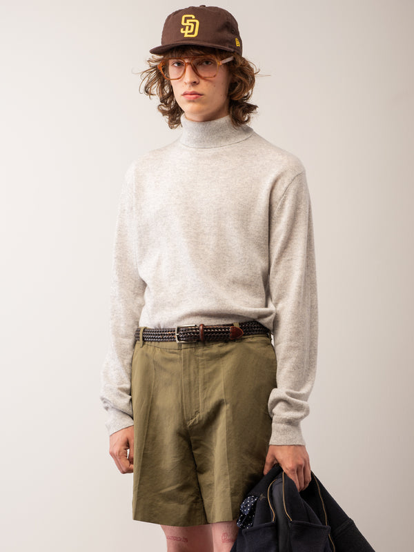 pure cashmere nyc Men Turtleneck Sweater_Light Grey