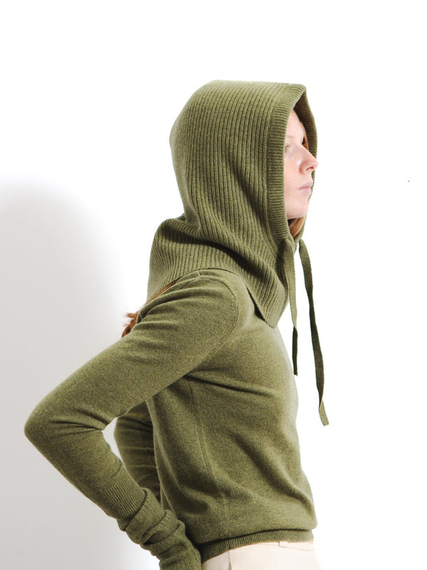 pure cashmere nyc Balaclava_Olive