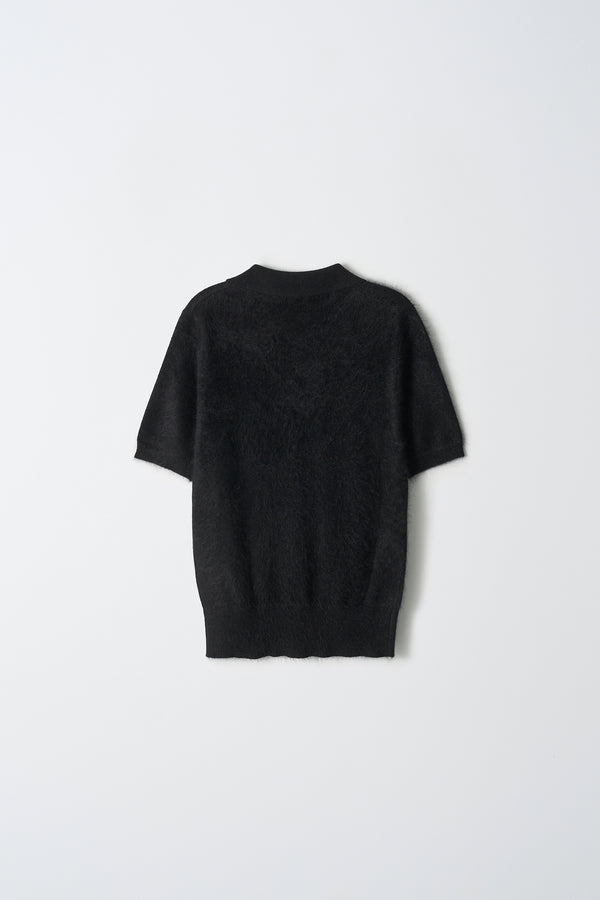 Pure Cashmere Nyc Brushed Polo Shortsleeve_Black
