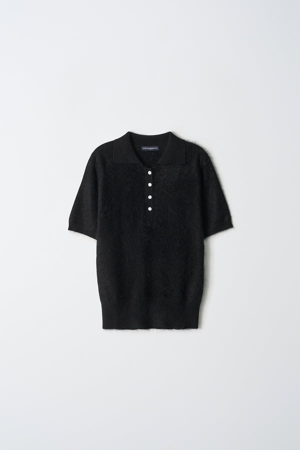 Pure Cashmere Nyc Brushed Polo Shortsleeve_Black