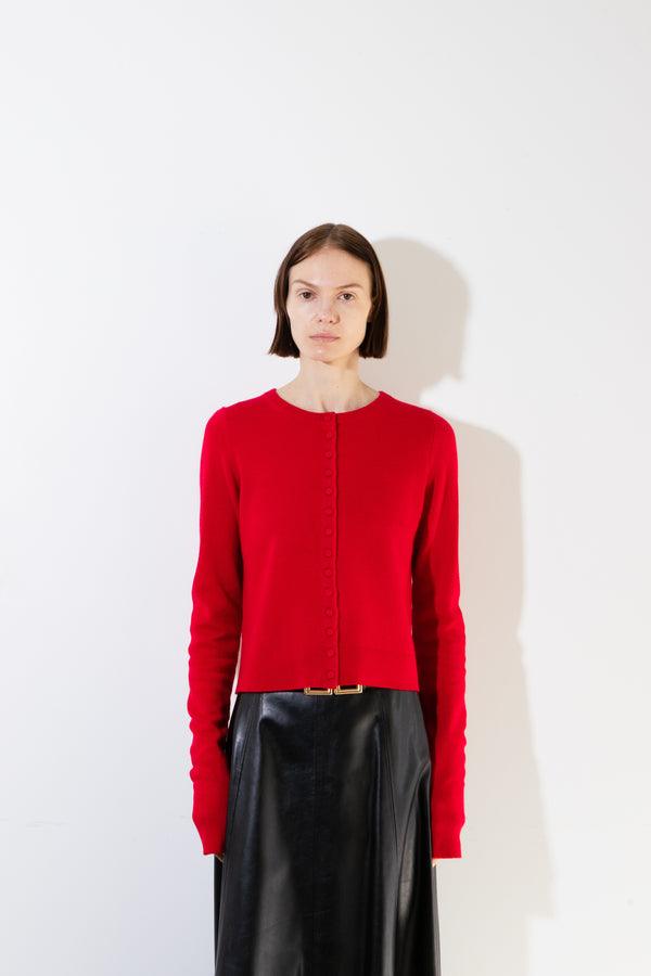 Pure Cashmere Nyc Buttoned Cardigan_Chili Red
