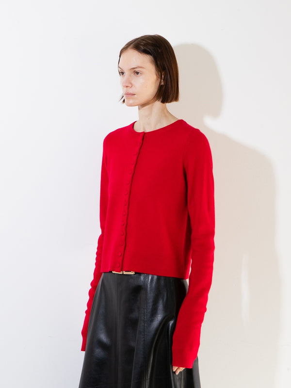 pure cashmere nyc Buttoned Cardigan_Chili Red