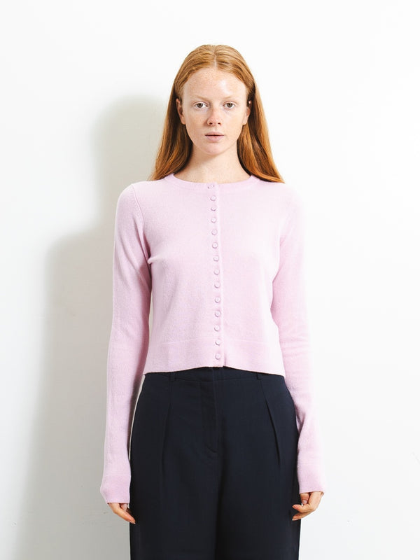 pure cashmere nyc Buttoned Cardigan_Pink Blush