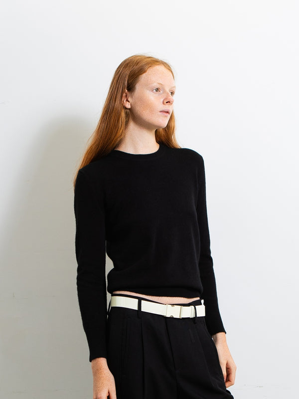 pure cashmere nyc Classic Crew Neck Sweater_Black