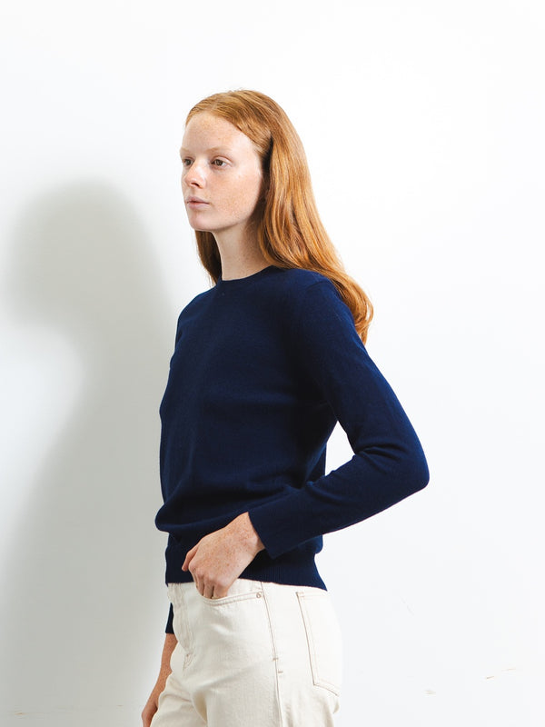 pure cashmere nyc Classic Crew Neck Sweater_Navy