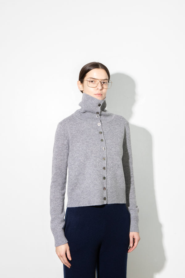 Pure Cashmere Nyc High Neck Cardigan_Graphite