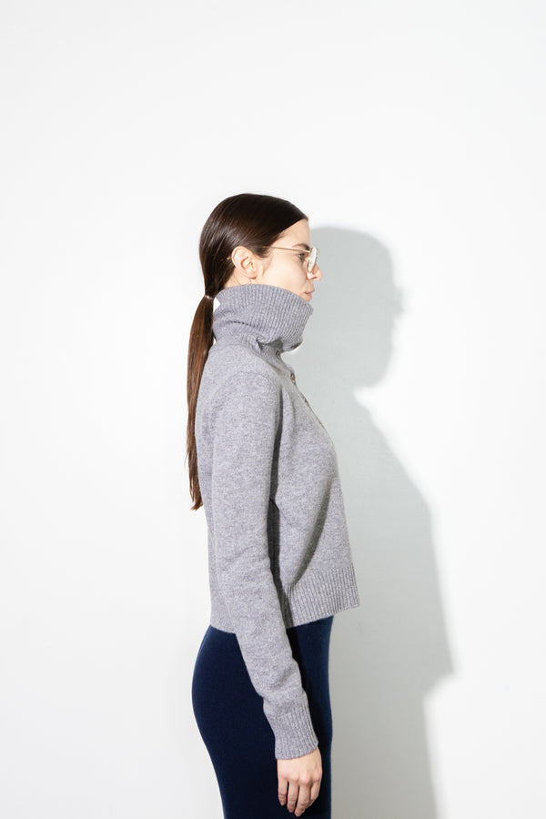 Pure Cashmere Nyc High Neck Cardigan_Graphite