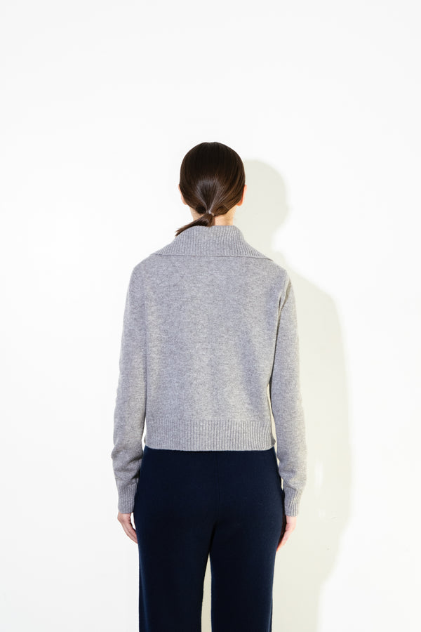 Pure Cashmere Nyc High Neck Cardigan_Graphite