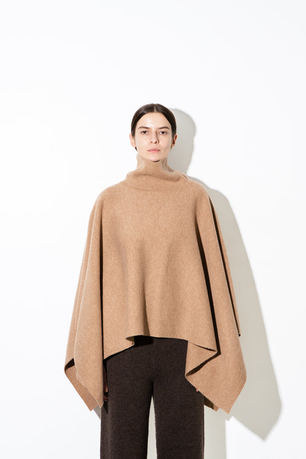 Pure Cashmere Nyc High Neck Poncho_Camel