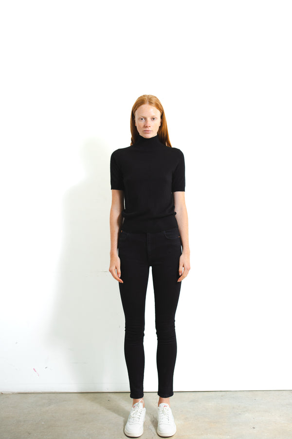 Pure Cashmere Nyc High Neck Shortsleeve_Black