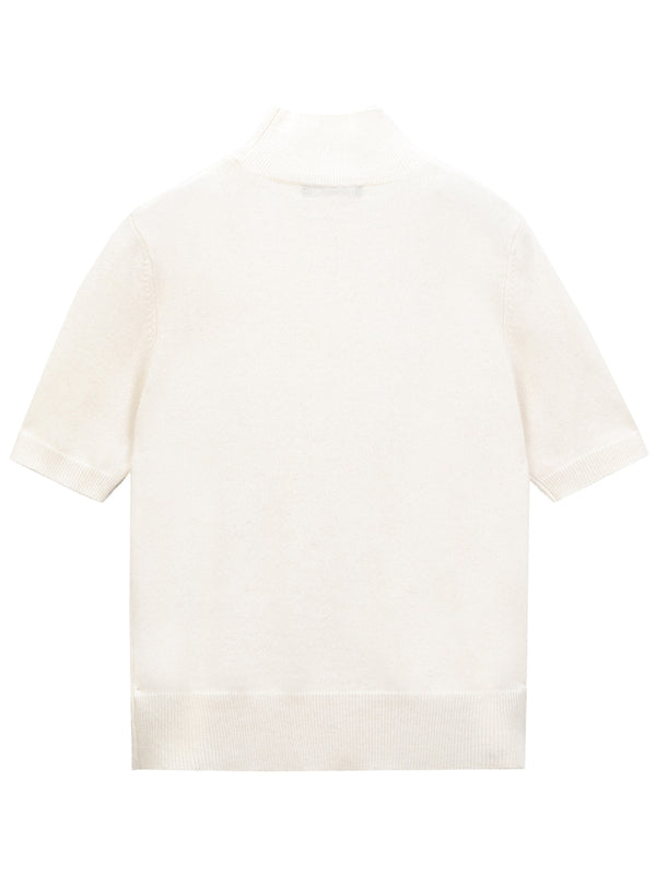 Pure Cashmere Nyc High Neck Shortsleeve_Ivory