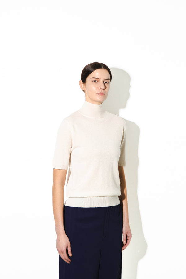 Pure Cashmere Nyc High Neck Shortsleeve_Ivory