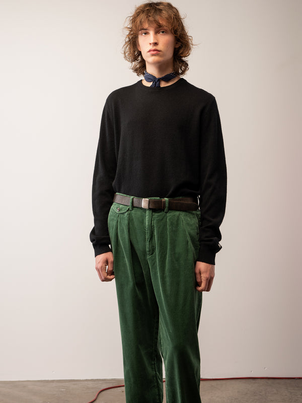 pure cashmere nyc Men Crew Neck Sweater_Black