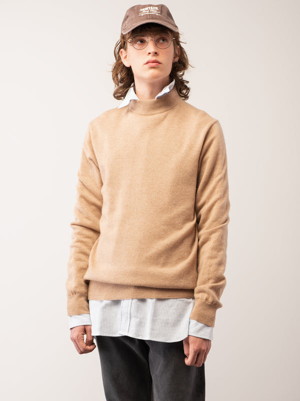 Pure Cashmere Nyc Men Mockneck Sweater_Camel