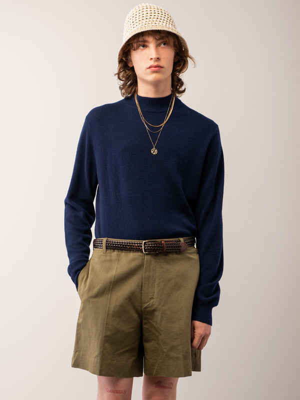 pure cashmere nyc Men Mockneck Sweater_Navy