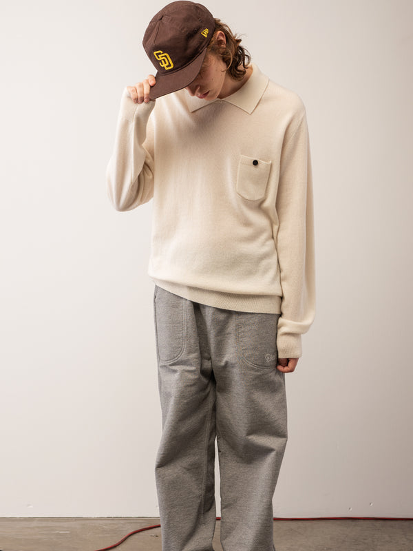 Pure Cashmere Nyc Men Polo Sweater_Ivory
