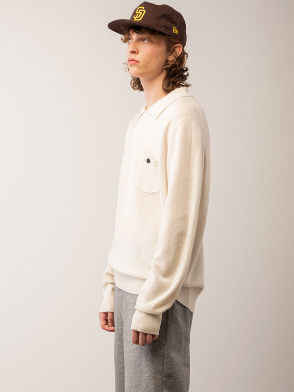 Pure Cashmere Nyc Men Polo Sweater_Ivory