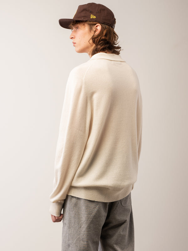 Pure Cashmere Nyc Men Polo Sweater_Ivory