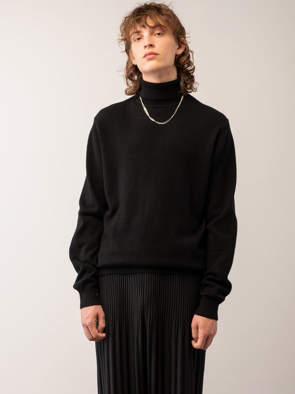 pure cashmere nyc Men Turtleneck Sweater_Black