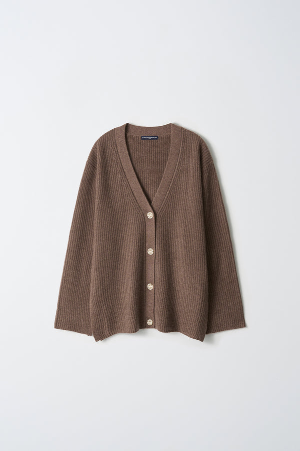 Pure Cashmere Nyc Oversized Ribbed Cardigan_Mocha
