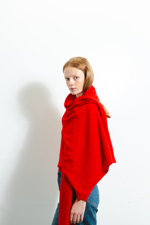 Pure Cashmere Nyc Oversized Scarf_Chilli Red