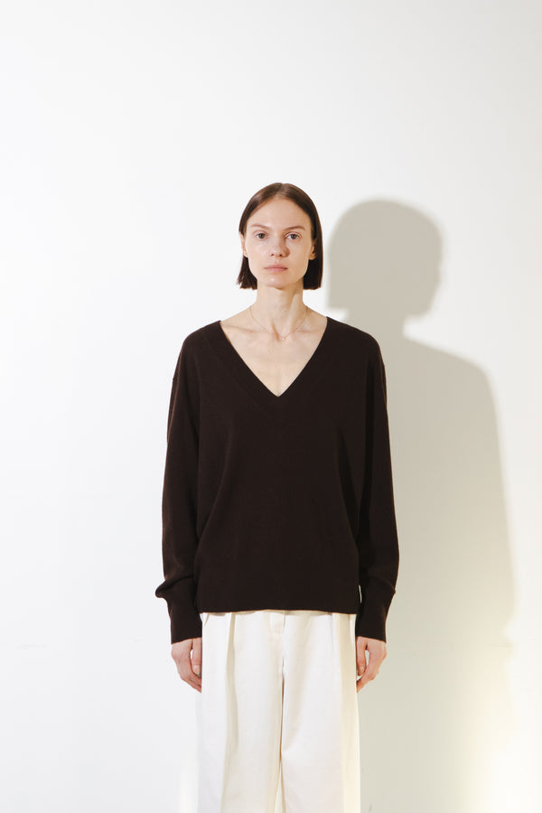 Pure Cashmere Nyc Oversized V-neck Sweater_Brown