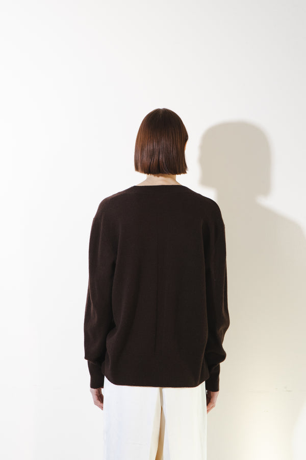 Pure Cashmere Nyc Oversized V-neck Sweater_Brown