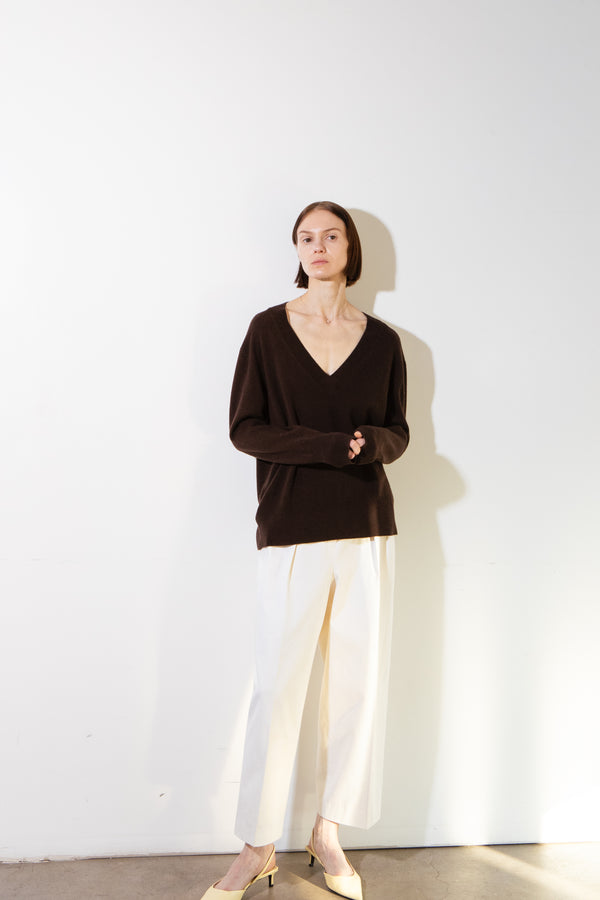 Pure Cashmere Nyc Oversized V-neck Sweater_Brown