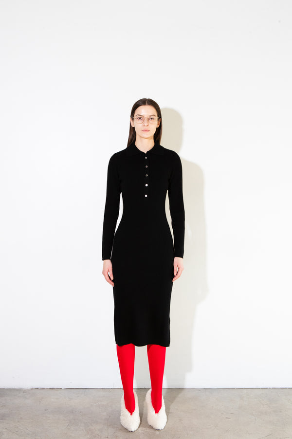 Pure Cashmere Nyc Polo Fitted Maxi Dress_Black