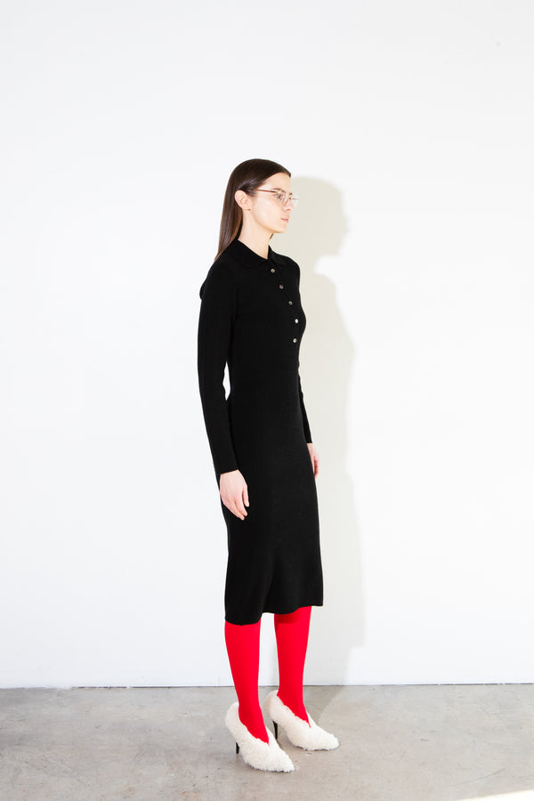 Pure Cashmere Nyc Polo Fitted Maxi Dress_Black