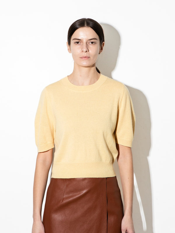 pure cashmere nyc Puff Shortsleeve Top_Butter