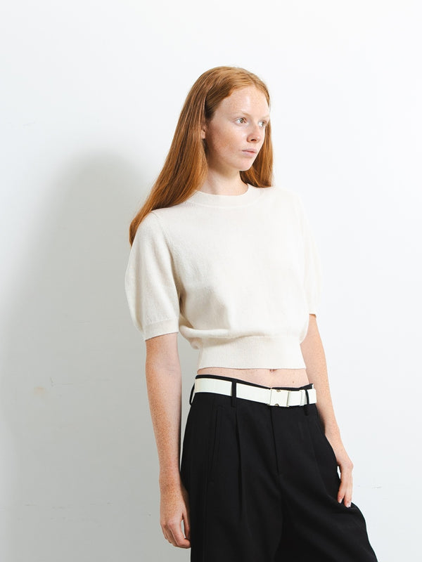 pure cashmere nyc Puff Shortsleeve Top_Ivory