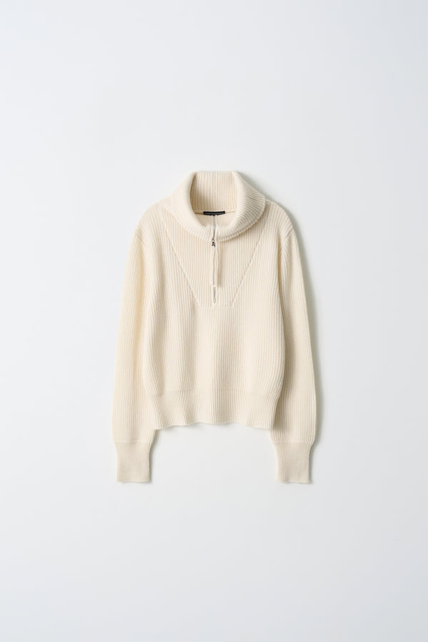 Pure Cashmere Nyc Ribbed Half Zip Pullover_Ivory