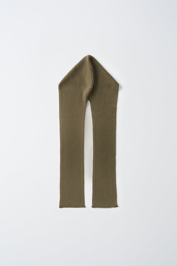 Pure Cashmere Nyc RIBBED HOODED SCARF_Khaki Green