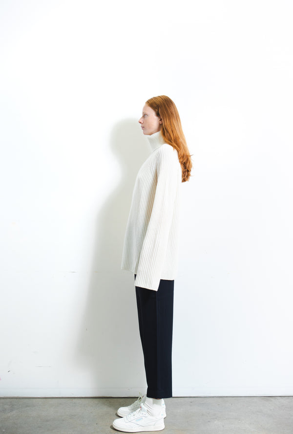 Pure Cashmere Nyc Ribbed Turtleneck Sweater_Ivory