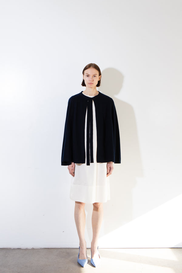 Pure Cashmere Nyc Ribbon Cape_Dark Navy