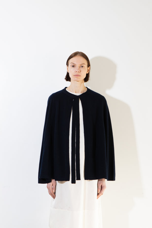 Pure Cashmere Nyc Ribbon Cape_Dark Navy