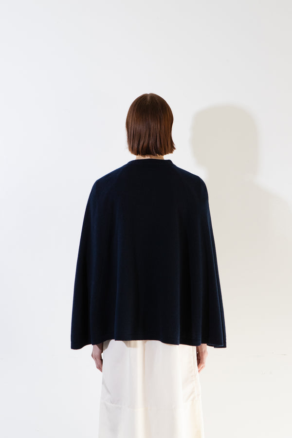 Pure Cashmere Nyc Ribbon Cape_Dark Navy