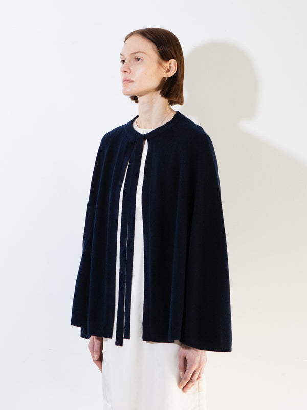 pure cashmere nyc Ribbon Cape_Dark Navy