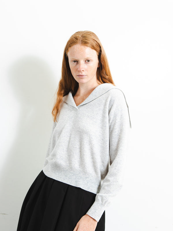 pure cashmere nyc Sailor Collar Top_Grey