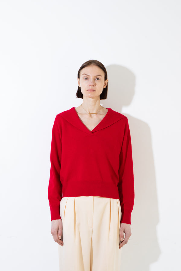 Pure Cashmere Nyc Sailor Collar Top_Red