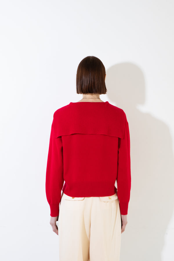 Pure Cashmere Nyc Sailor Collar Top_Red
